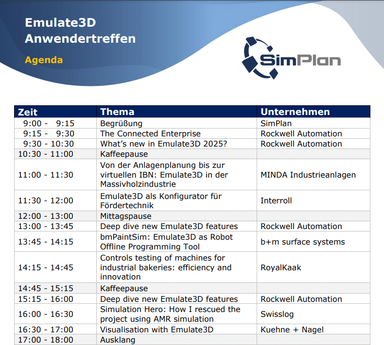 emulate 3d anwendertreffen agenda